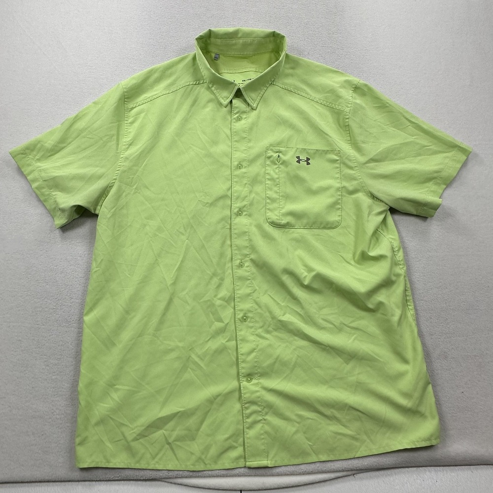 Under Armour Shirt Mens 2XL Green Drift Tide 2.0 Fitted Short Sleeve Performance